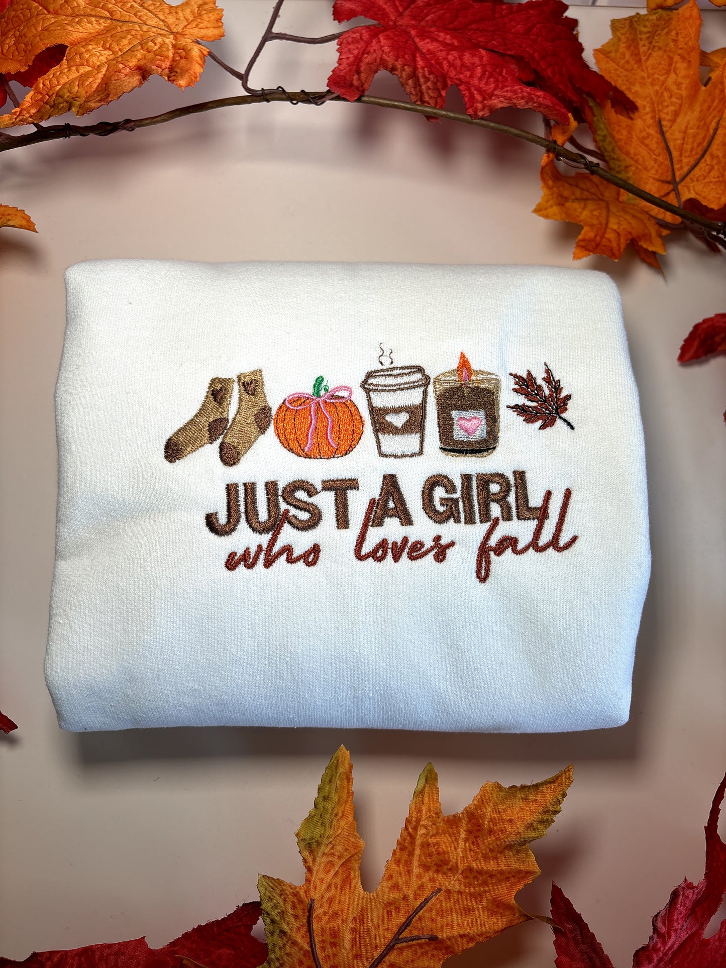 Just a girl Embroidered Crew
