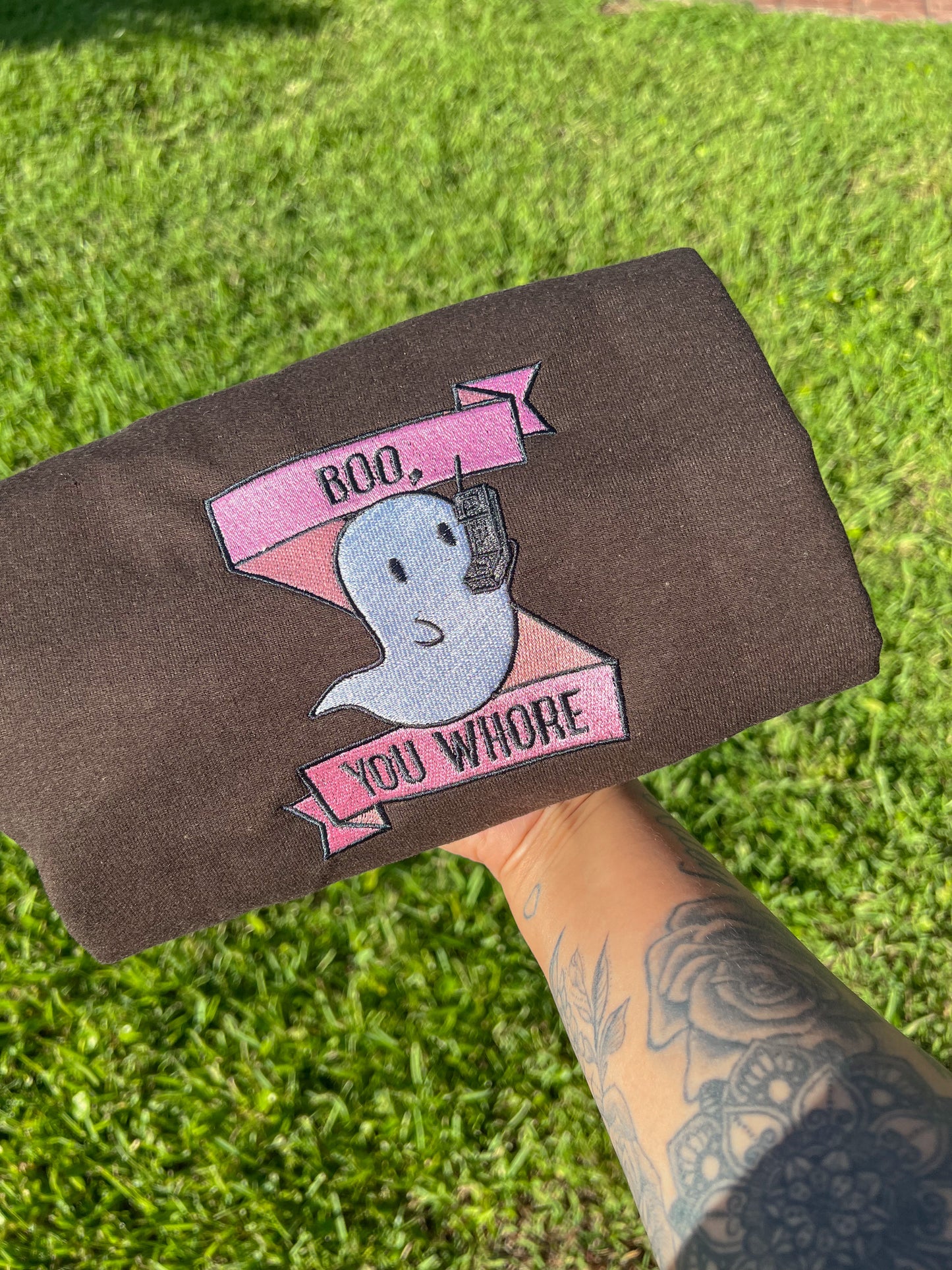Boo Embroidered Crew