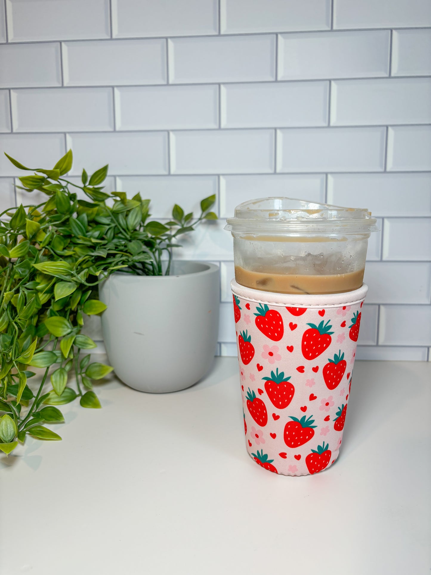 Strawberries and Flower Coffee Cozies