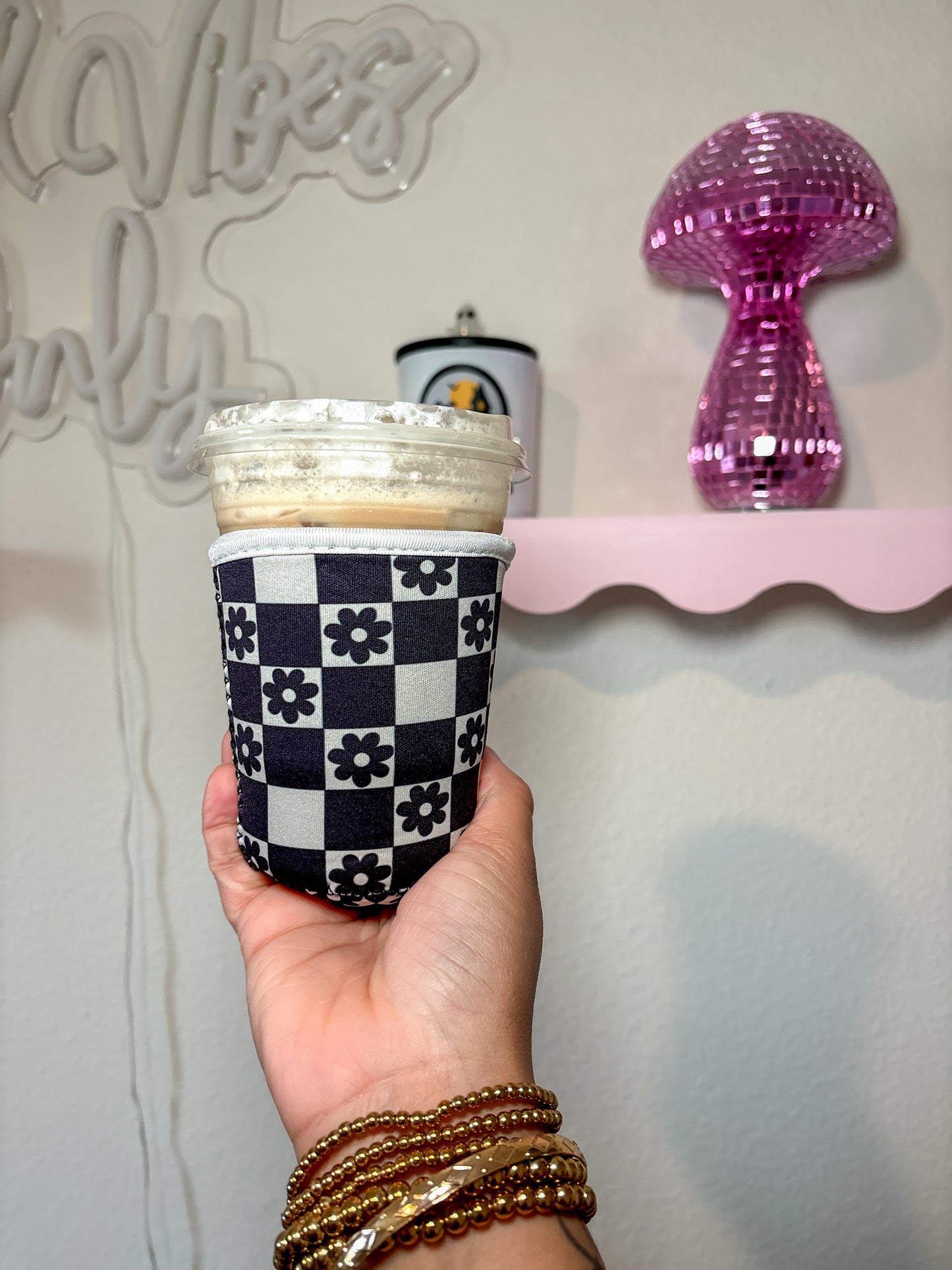 Flower checkers Coffee Cozies