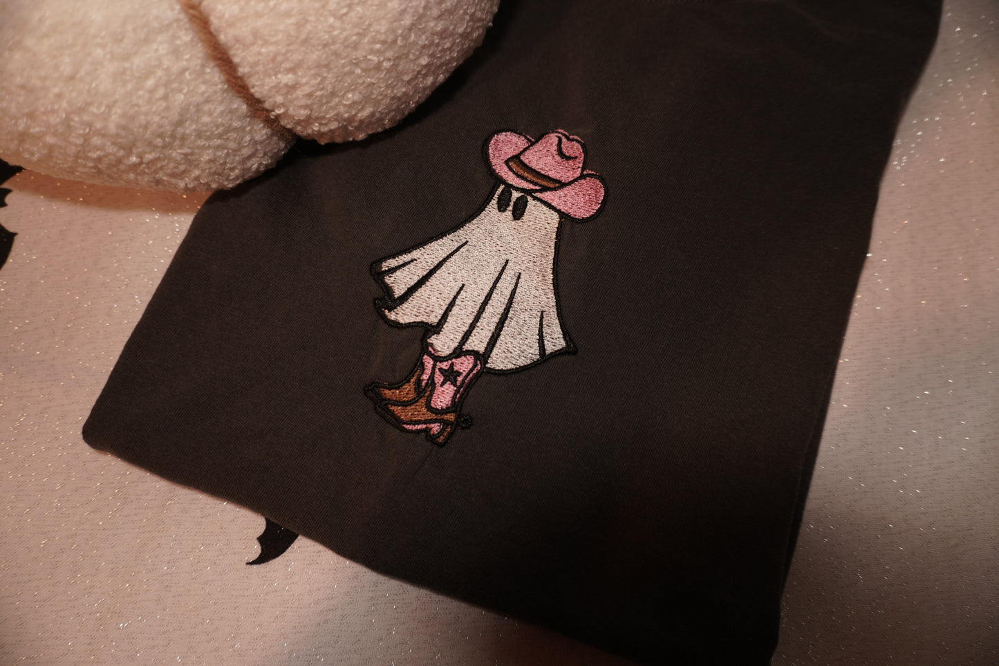 Ghost cowgirl Embroidered Crew
