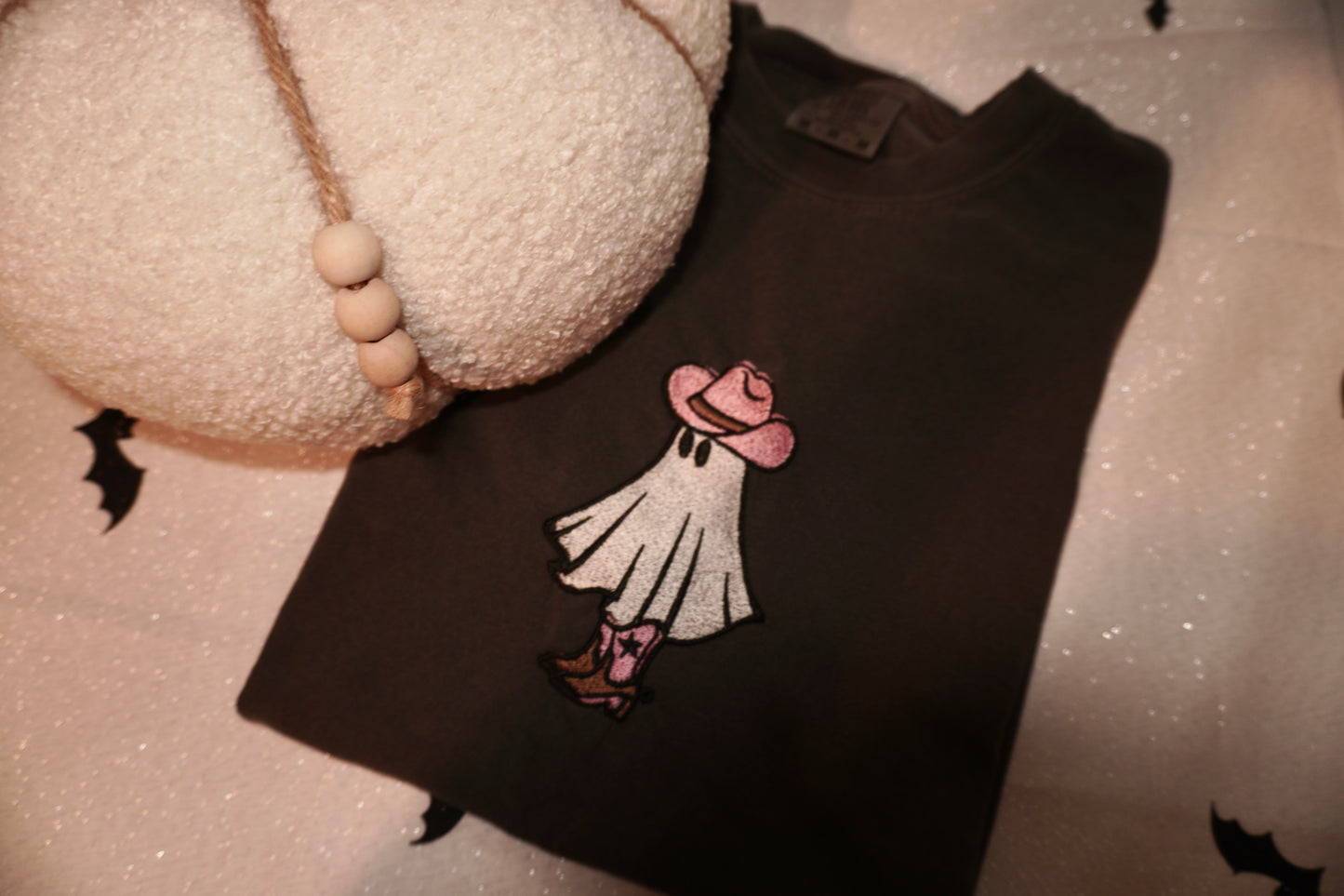 Ghost cowgirl Embroidered Crew