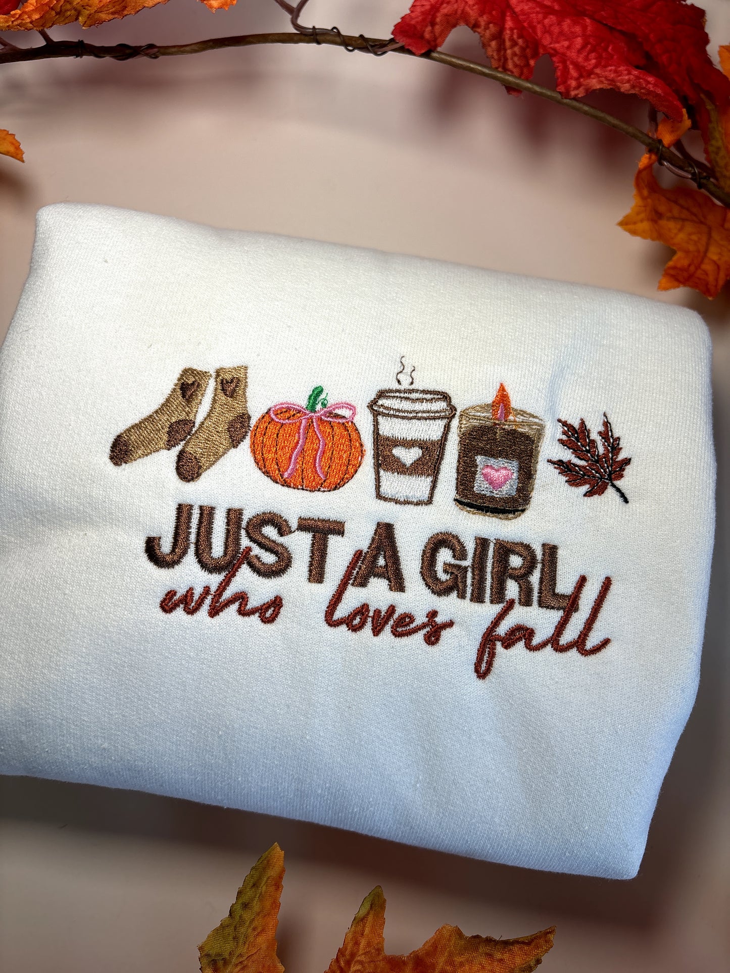 Just a girl Embroidered Crew
