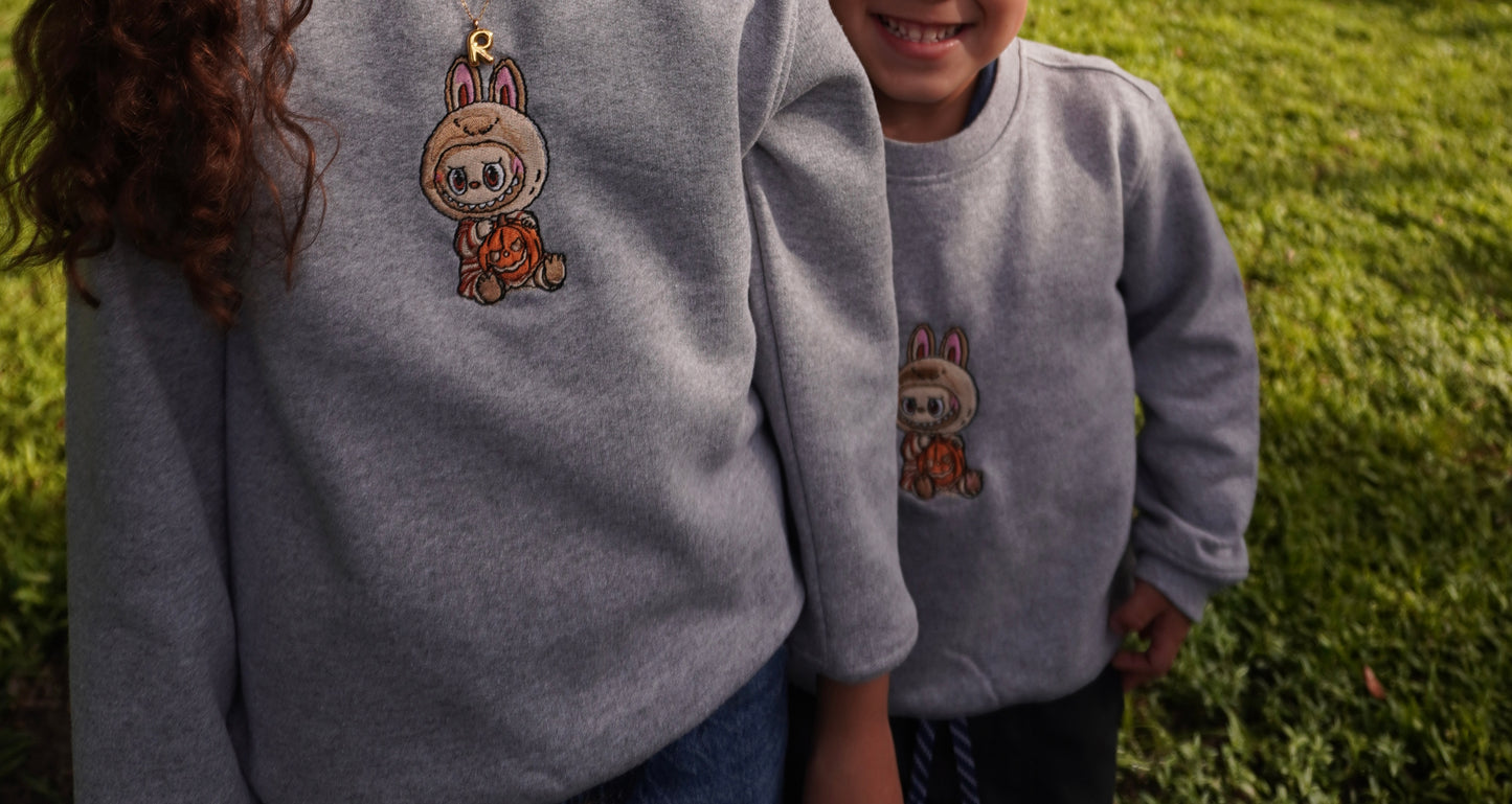 Labubu spooky Embroidered Crew- kids