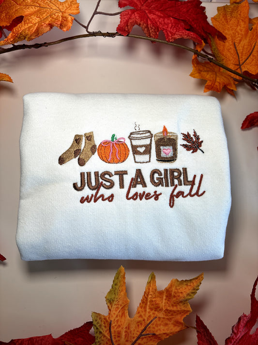 Just a girl Embroidered Crew