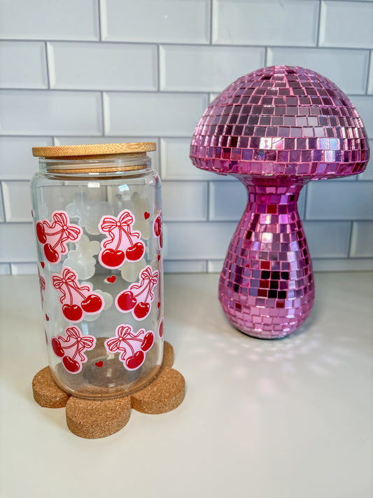Bow Cherry Glass Cup