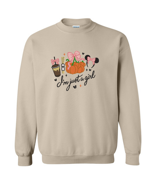 Just a girl Embroidered Crew