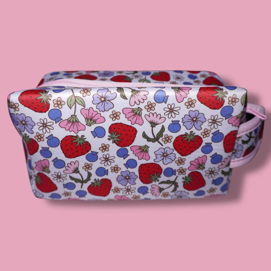Strawberries & blueberries- makeup bag