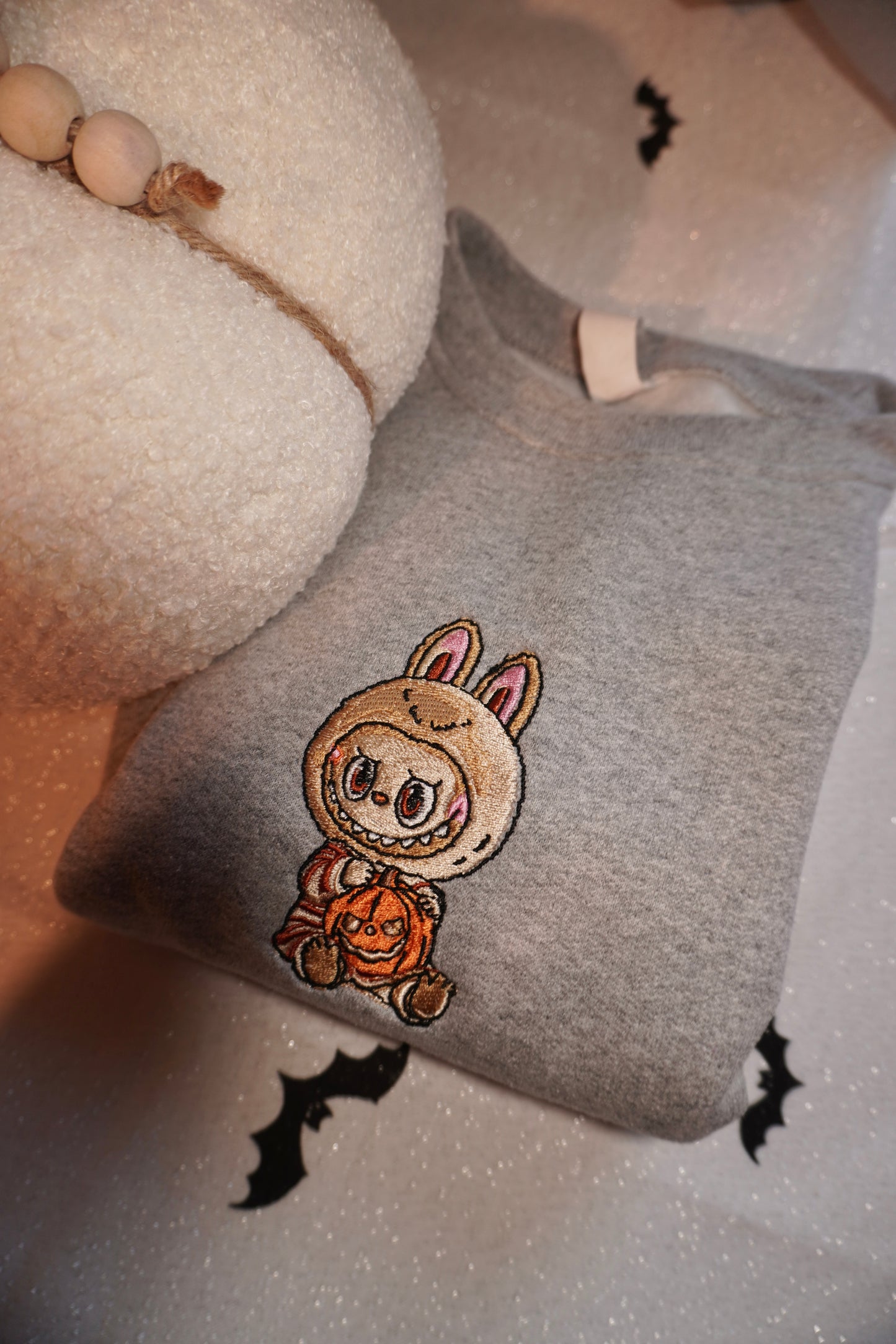 Labubu spooky Embroidered Crew- kids