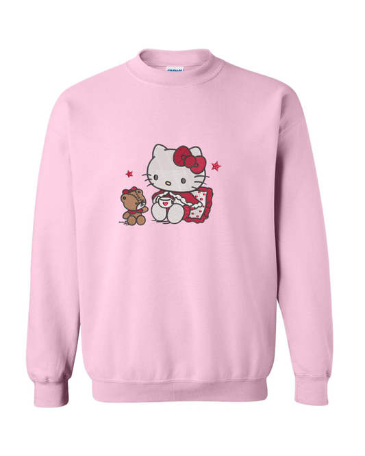 Kitty and bear embroidered sweater