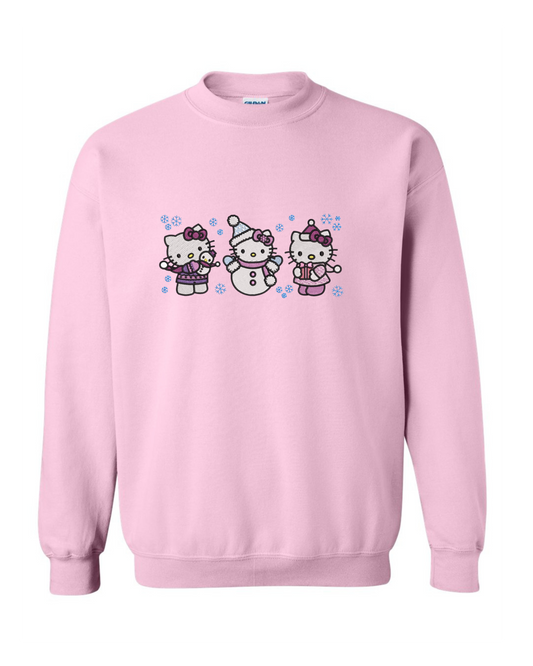 Snowman kitty embroidered sweater
