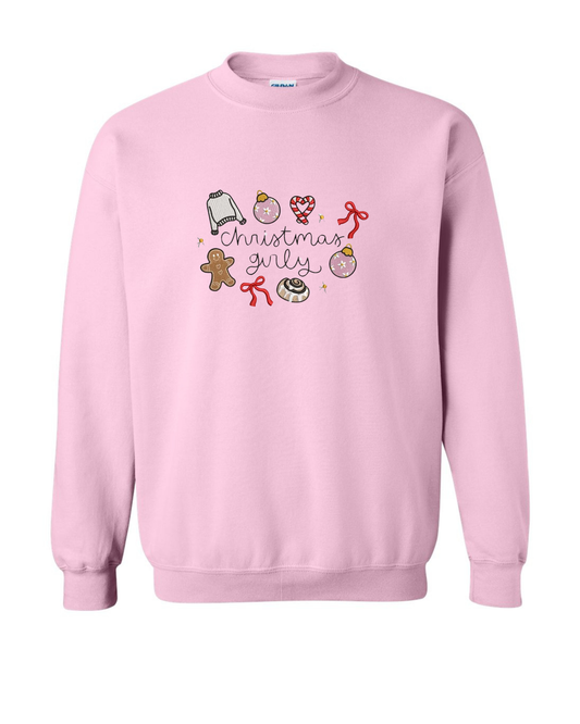 Christmas girly embroidered sweater